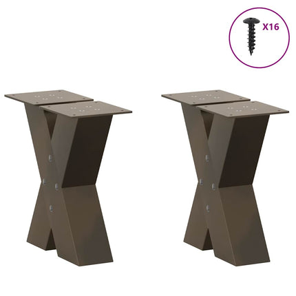 Soffbordsben X-formade 2 st naturstål 30x(30-31) cm stål