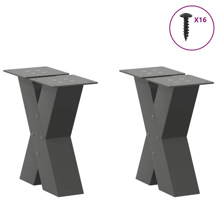 Soffbordsben X-formade 2 st antracit 40x(30-31) cm stål