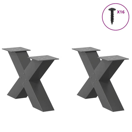 Soffbordsben X-formade 2 st antracit 50x(30-31) cm stål
