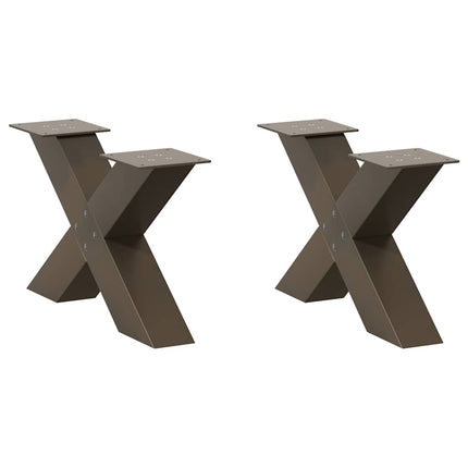 Soffbordsben X-formade 2 st naturstål 60x(30-31) cm stål