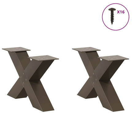 Soffbordsben X-formade 2 st naturstål 60x(30-31) cm stål