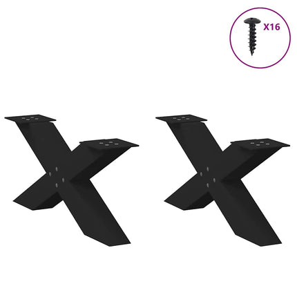 Soffbordsben X-formade 2 st svarta 70x(30-31) cm stål