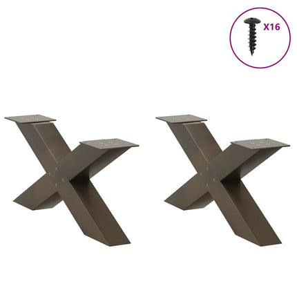 Soffbordsben X-formade 2 st naturstål 70x(30-31) cm stål