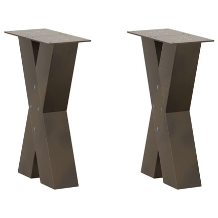 Soffbordsben X-formade 2 st naturstål 28x(42-43) cm stål
