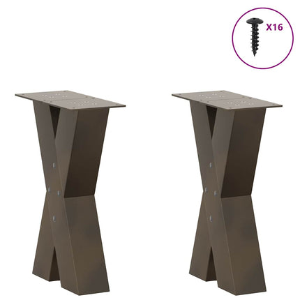 Soffbordsben X-formade 2 st naturstål 28x(42-43) cm stål