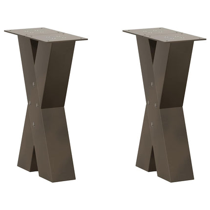 Soffbordsben X-formade 2 st naturstål 38x(42-43) cm stål