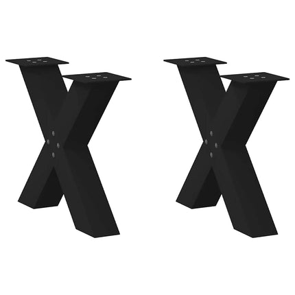 Soffbordsben X-formade 2 st svarta 50x(42-43) cm stål