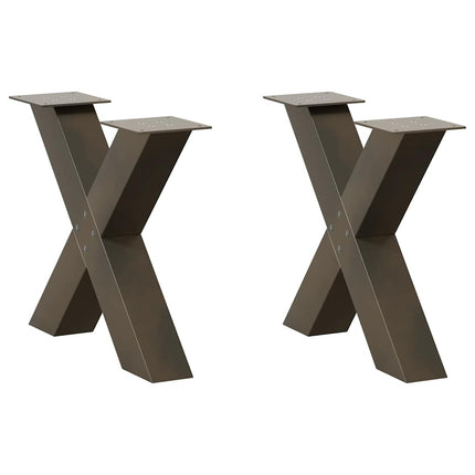 Soffbordsben X-formade 2 st naturstål 50x(42-43) cm stål