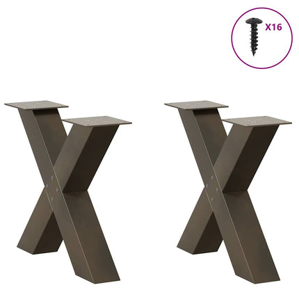 Soffbordsben X-formade 2 st naturstål 50x(42-43) cm stål