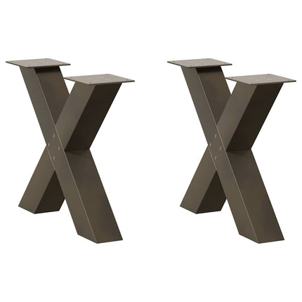 Soffbordsben X-formade 2 st naturstål 60x(42-43) cm stål