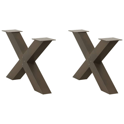 Soffbordsben X-formade 2 st naturstål 70x(42-43) cm stål