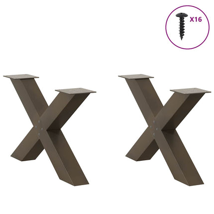Soffbordsben X-formade 2 st naturstål 70x(42-43) cm stål