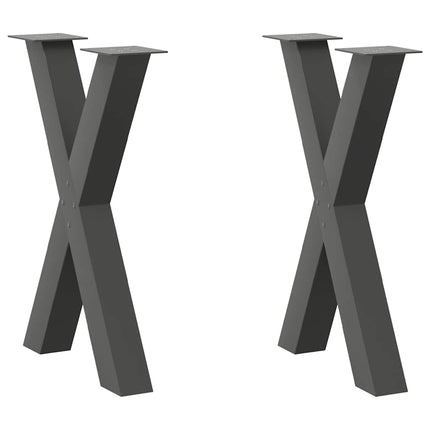 Matbordsben X-formade 2 st antracit 50x(72-73) cm stål