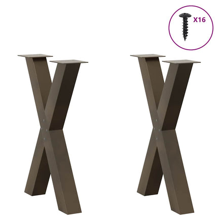 Matbordsben X-formade 2 st naturstål 50x(72-73) cm stål
