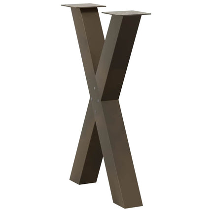 Matbordsben X-formade 2 st naturstål 50x(72-73) cm stål