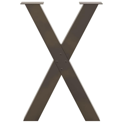 Matbordsben X-formade 2 st naturstål 50x(72-73) cm stål