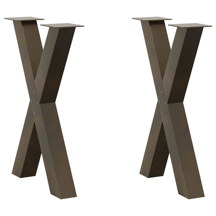 Matbordsben X-formade 2 st naturstål 60x(72-73) cm stål