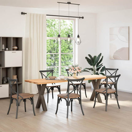 Matbordsben X-formade 2 st naturstål 60x(72-73) cm stål