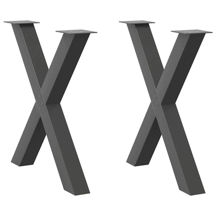 Matbordsben X-formade 2 st antracit 70x(72-73) cm stål