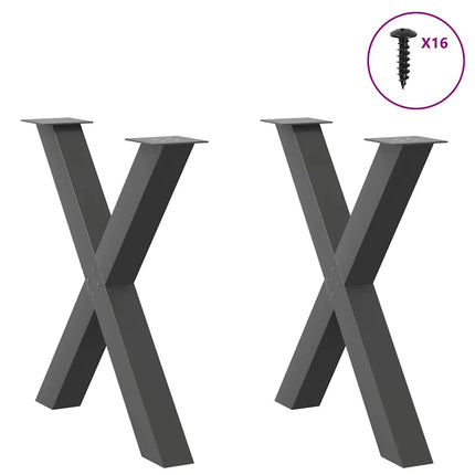 Matbordsben X-formade 2 st antracit 70x(72-73) cm stål