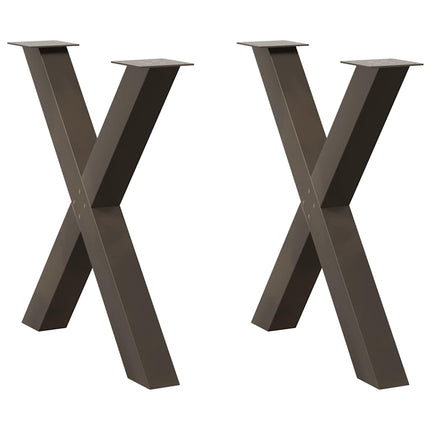 Matbordsben X-formade 2 st naturstål 70x(72-73) cm stål