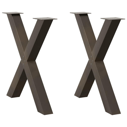 Matbordsben X-formade 2 st naturstål 80x(72-73) cm stål