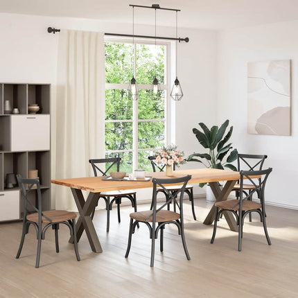Matbordsben X-formade 2 st naturstål 80x(72-73) cm stål