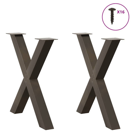 Matbordsben X-formade 2 st naturstål 80x(72-73) cm stål