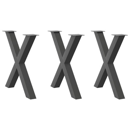 Matbordsben X-formade 3 st antracit 70x(72-73) cm stål