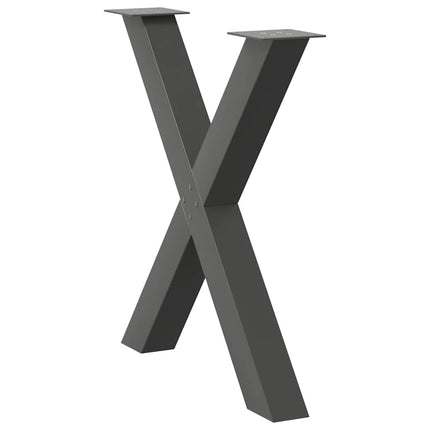 Matbordsben X-formade 3 st antracit 70x(72-73) cm stål