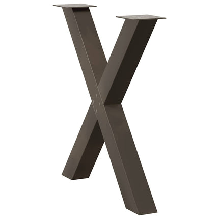 Matbordsben X-formade 3 st naturstål 70x(72-73) cm stål