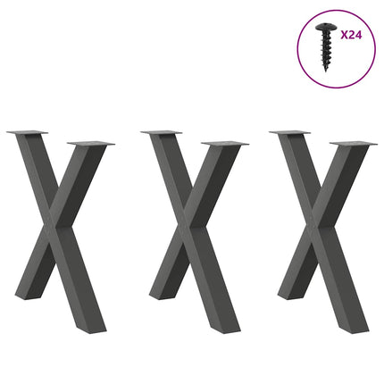 Matbordsben X-formade 3 st antracit 80x(72-73) cm stål