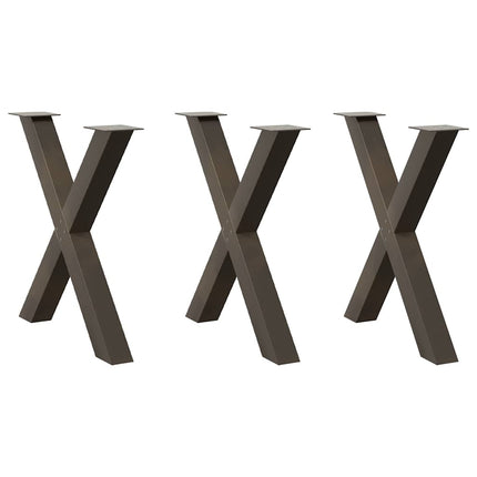 Matbordsben X-formade 3 st naturstål 80x(72-73) cm stål