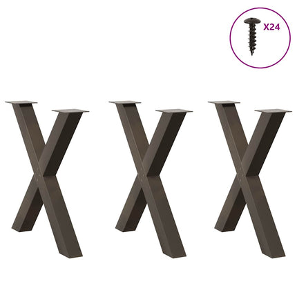 Matbordsben X-formade 3 st naturstål 80x(72-73) cm stål