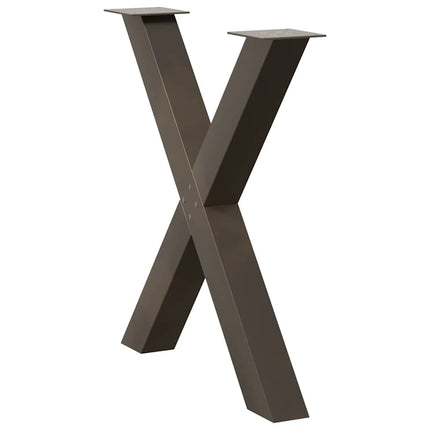 Matbordsben X-formade 3 st naturstål 80x(72-73) cm stål