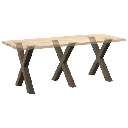 Matbordsben X-formade 3 st naturstål 80x(72-73) cm stål