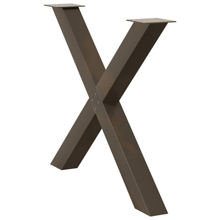 Matbordsben X-formade 3 st naturstål 90x(72-73) cm stål