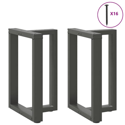 Matbordsben T-formade 2 st antracit 50x35x(72-73) cm stål