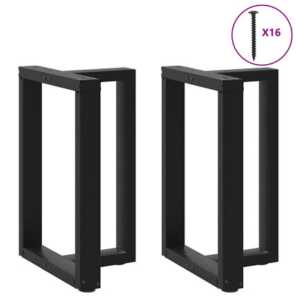 Matbordsben T-formade 2 st svarta 60x35x(72-73) cm stål