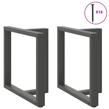 Matbordsben T-formade 2 st antracit 70x35x(72-73) cm stål