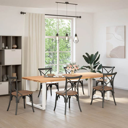 Matbordsben T-formade 2 st vita 90x35x(72-73) cm stål