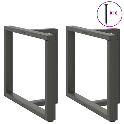 Matbordsben T-formade 2 st antracit 90x35x(72-73) cm stål
