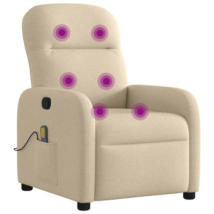 Massagefåtölj gräddvit tyg