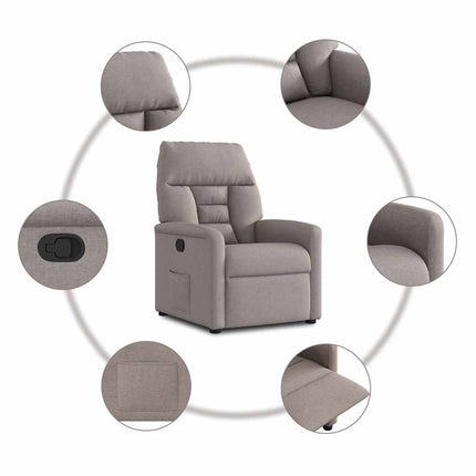 Reclinerfåtölj taupe tyg