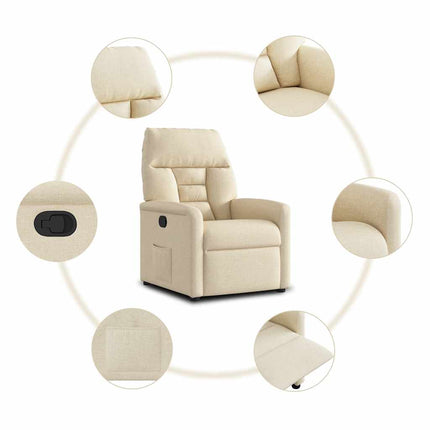 Reclinerfåtölj gräddvit tyg