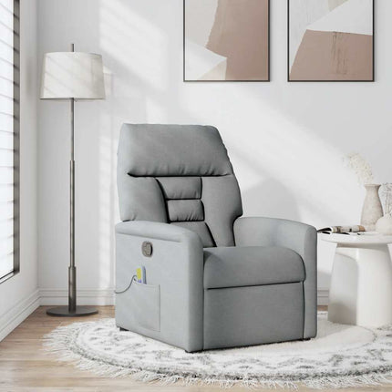 Massagefåtölj ljusgrå tyg