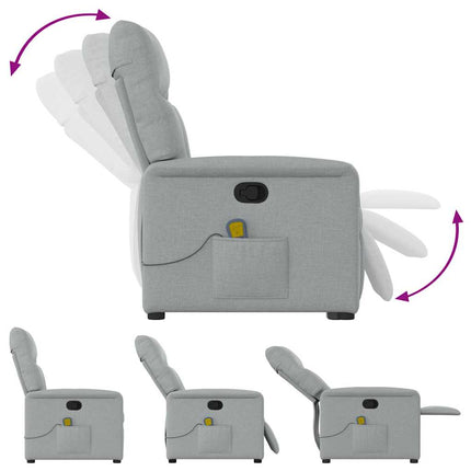 Massagefåtölj ljusgrå tyg