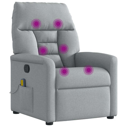 Massagefåtölj ljusgrå tyg