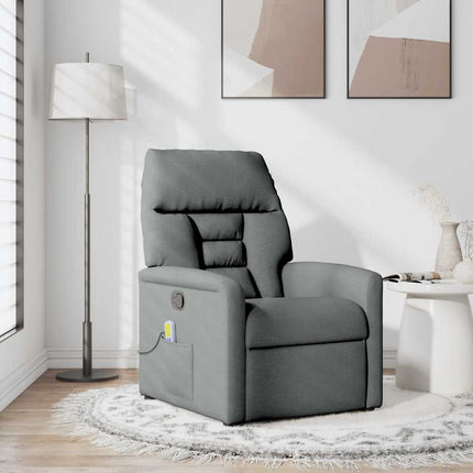 Massagefåtölj mörkgrå tyg