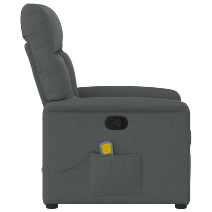 Massagefåtölj mörkgrå tyg